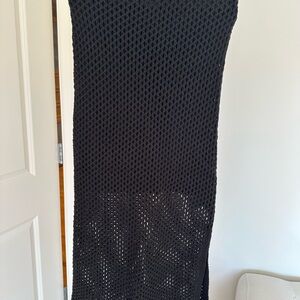 Elegant Black Crochet Maxi Skirt